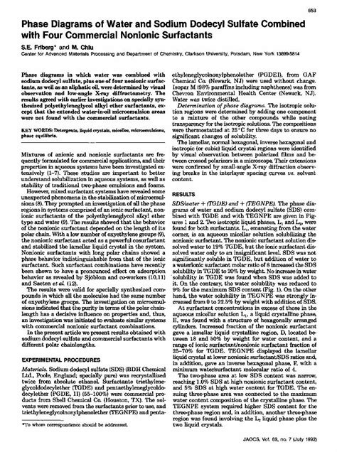 PDF Phase Diagrams Of Water And Sodium Dodecyl Sulfate Combined With