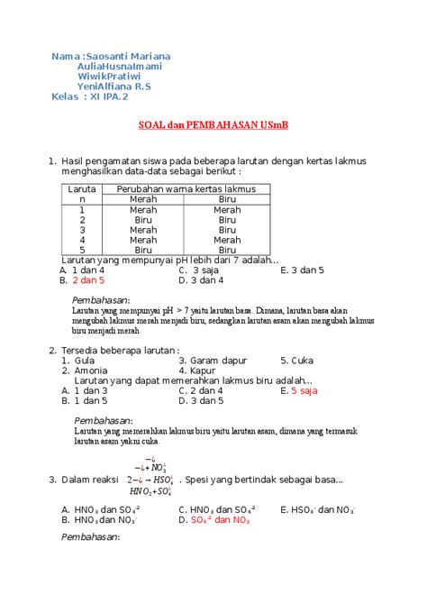 Soal Dan Pembahasan Larutan Asam Basa