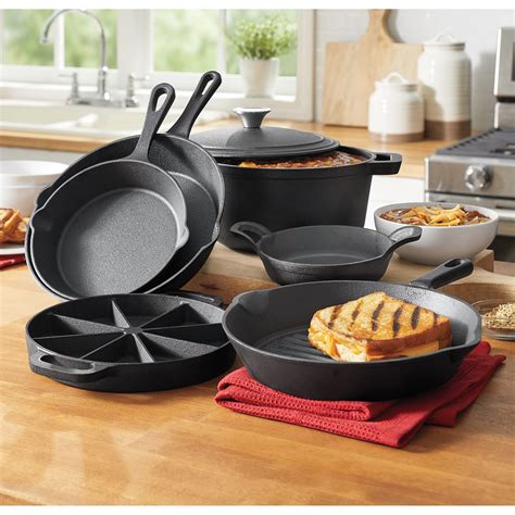 7 Piece Pre Seasoned Cast Iron Cookware Set Ginny S