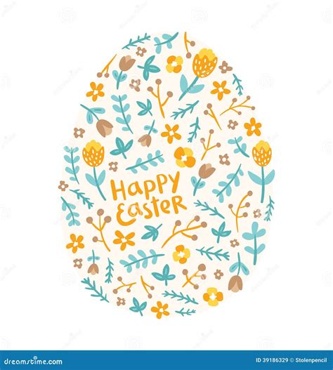 Easter Floral Egg Stock Vector Illustration Of Natural