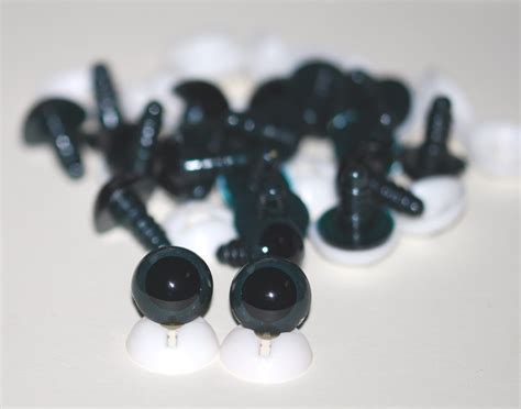 Pack Of 10 Pairs 15mm Dark Grey Glass Like Eyes With Plastic Backs