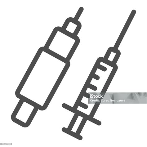 Vetores De Ícone Da Linha Da Seringa Símbolo De Ferramenta De Vacina E