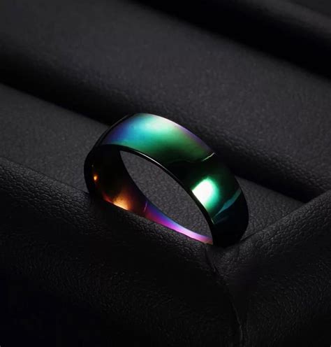 Stainless Steel Tungsten Carbide Rainbow Anodized Ring Etsy De