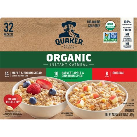 Quaker Organic Instant Oatmeal Packets Variety Pack Ct Oz