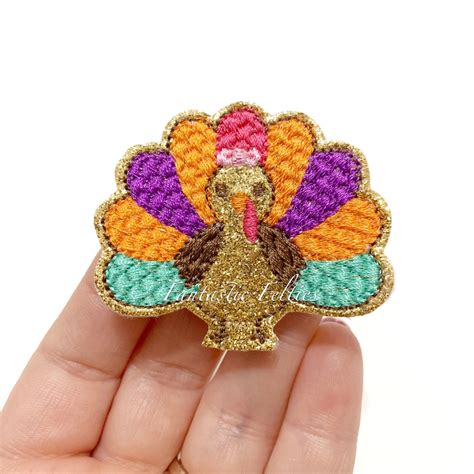 Turkey Feltie Thanksgiving Felties Felt Applique Girl Turkey Glitter