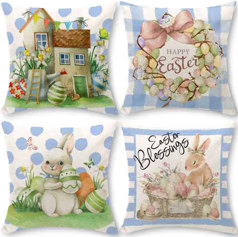 Cirzone Easter Pillow Covers 18x18 Set Of 4 Easter Decor Easter Blessings Spring