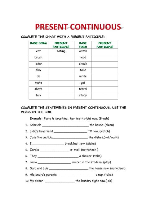 Actividad Interactiva De Present Continuous Para Basico Puedes Hacer Los Ejercicios Online O
