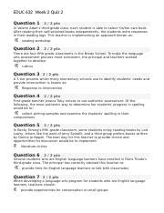 EDUC 632 Quiz 2 Week 2 Docx EDUC 632 Week 2 Quiz 2 Question 1 2 2