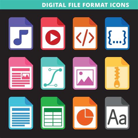 Digital File Format Icons Vector Art At Vecteezy