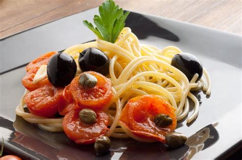 Dish With Fresh Tomatoes Spaghetti Stock Photo Image Of Italian