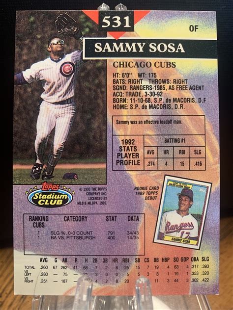 1993 Topps Stadium Club 531 Sammy Sosa For Sale Online EBay