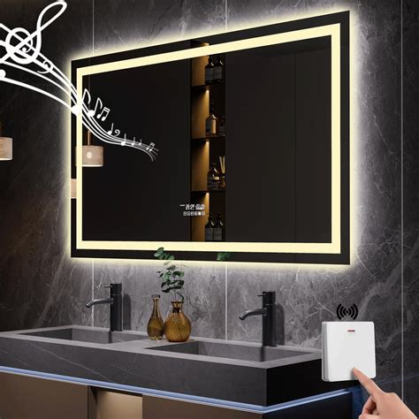 Buy Gesipor 48x36 Bathroom Led Mirror With Wireless Speaker Wall