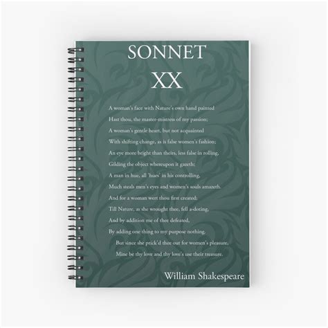 Shakespeare Sonnet 20 XX Spiral Notebook For Sale By Worldofprints