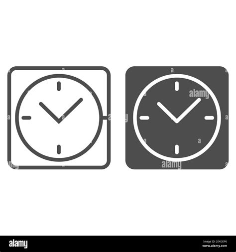 Square Clock Line And Glyph Icon Desk Watch Vector Illustration