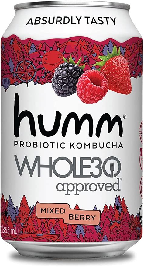 Humm Kombucha Whole30 Approved Mixed Berry 12 Pack 12 Oz Cans