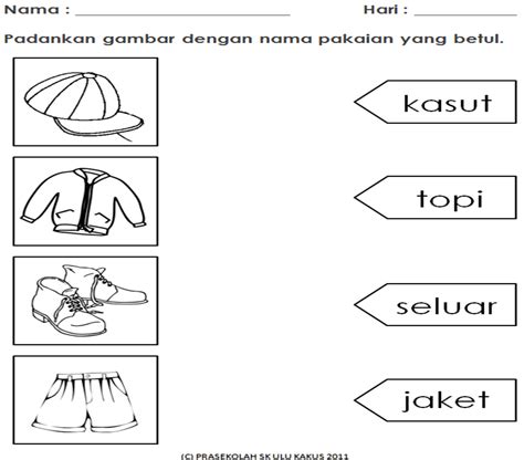 Aktiviti Tema Pakaian Dan Aksesori Prasekolah 365