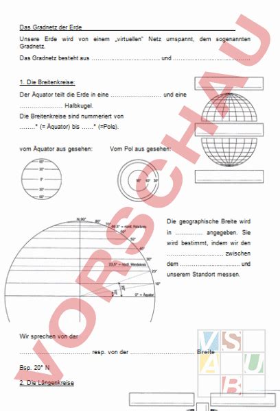 Arbeitsblatt Gradnetz Der Erde Geographie Kartographie Gradnetz