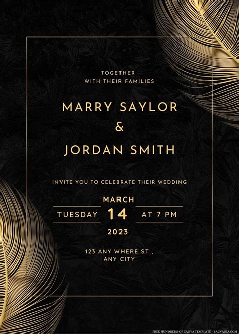 18 Gold Feather Canva Wedding Invitation Templates Artofit