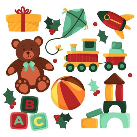 Premium Vector Hand Drawn Flat Christmas Toys Collection