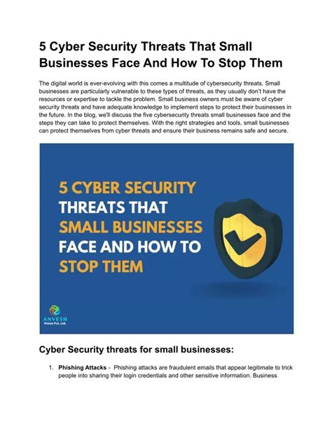 Ppt 5 Cyber Security Threats That Small Businesses Face And How To