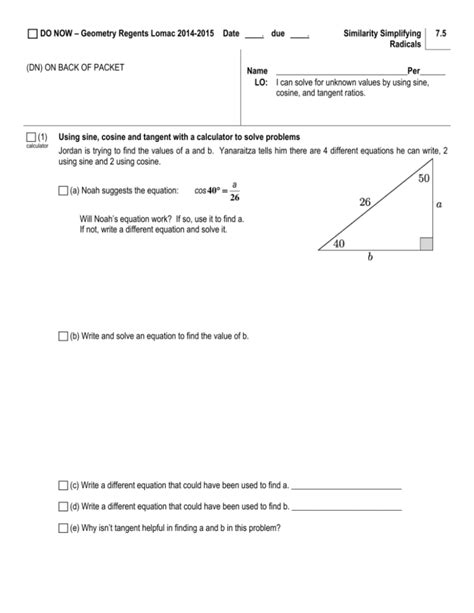 Sin Cos Tan Worksheets With Answers