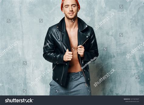 Sexy Man Naked Torso Leather Jacket Stock Photo 1311921827 Shutterstock