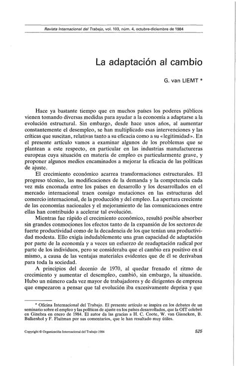 Pdf La Adaptación Al Cambio