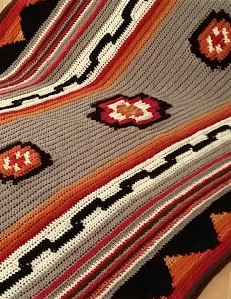 Crochet Afghan Mountain Sunset Native American Inspired Afghan Etsy