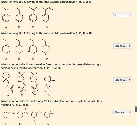 Which Among The Following Is The Most Stable Carbocation A B C Or D