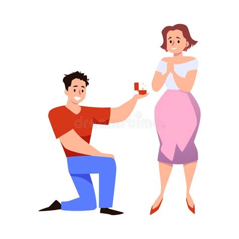 Man Asking Woman To Marry Him Cartoon Illustration Vector Stock