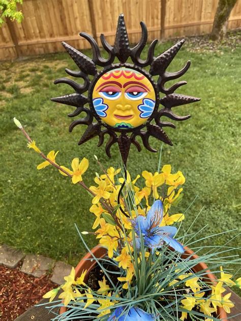 SUN FACE Garden Stake Sun Garden Stake Metal Garden Stake | Etsy ...