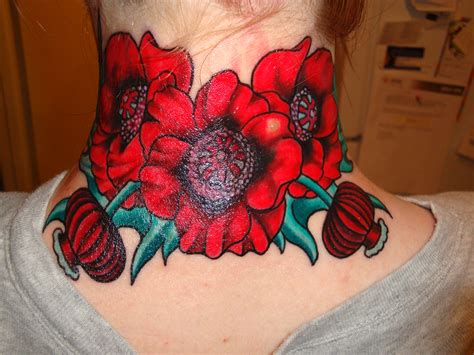 Flower Tattoo Design on Neck - YusraBlog.com