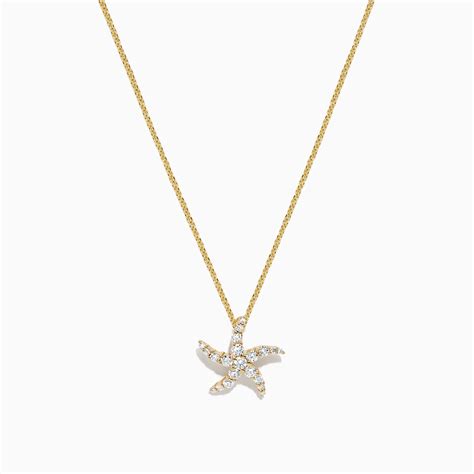 Effy Seaside 14k Yellow Gold Diamond Starfish Pendant 036 Tcw