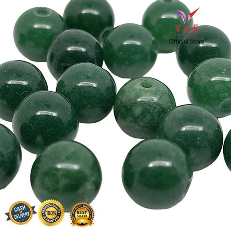 Butiran Batu Giok Burma Jadeite Natural 10mm Grade A VeE Batu Alam