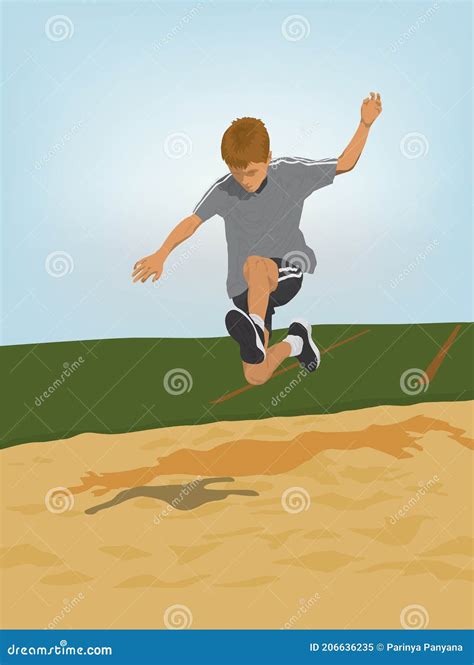 Long Jump stock vector. Illustration of training, dynamics - 206636235
