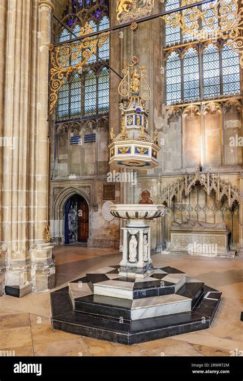 Canterbury Uk May 20 2023 Baptismal Font Inside Canterbury Cathedral