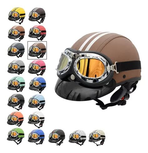 Casco para moto abierto con visera Br101 Capacete Scooter Bike marrón