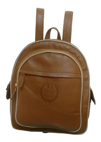 Mochila compacta de piel auténtica Caramel MercadoLibre