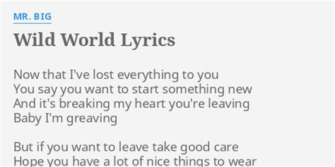 "WILD WORLD" LYRICS by MR. BIG: Now that I've lost...