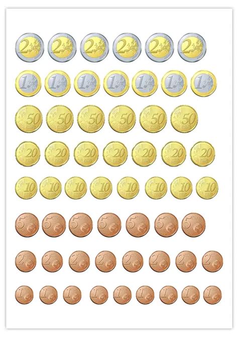 Pièces euros à imprimer calendrier su