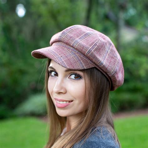 Black Newsboy Hat for Women Checked Fabric Visor Beret Hats | Etsy