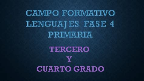 Campo Formativo Lenguajes Fase 4 Primaria YouTube