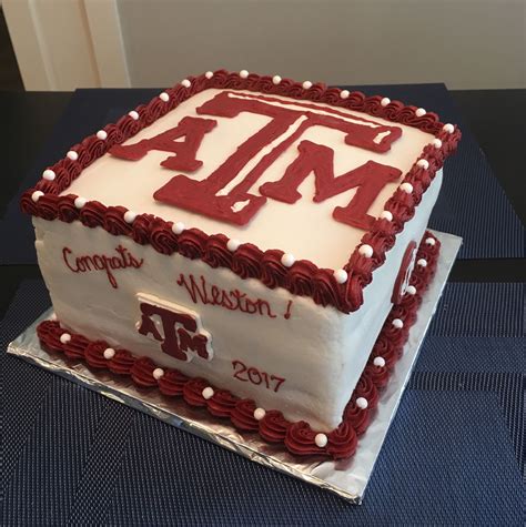 Texas Aandm Graduation Cake With Red White And Blue Frosting