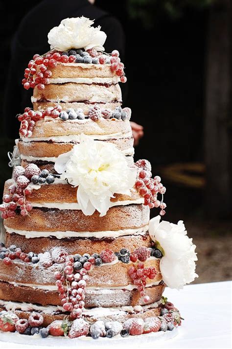 Cascading Berries Naked Wedding Cake Wedding Cakes Pinterest