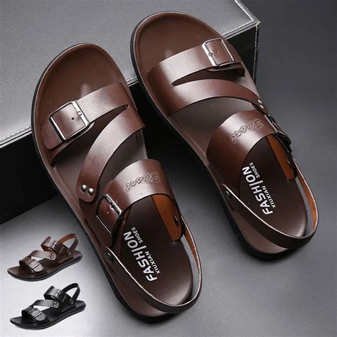 Sandalias Sencillas De Piel Sint Tica Para Hombre Zapatos De Verano