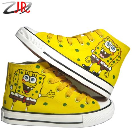 Amarillo bob esponja zapatos de lona del estilo niños niñas