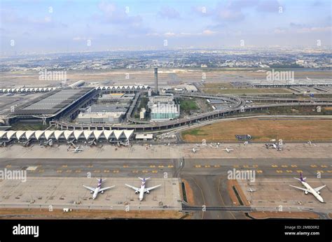 Aerial View Over Suvarnabhumi Airport View Form High Angle Of