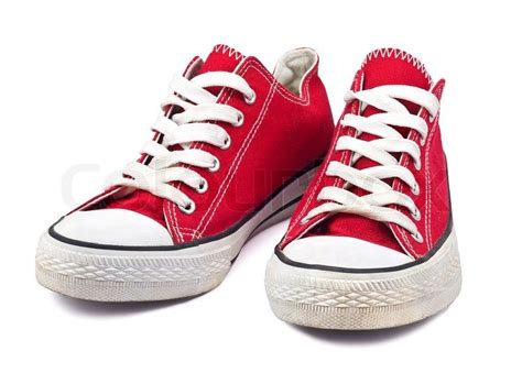 Vintage Red Shoes On White Background Stock Photo Colourbox