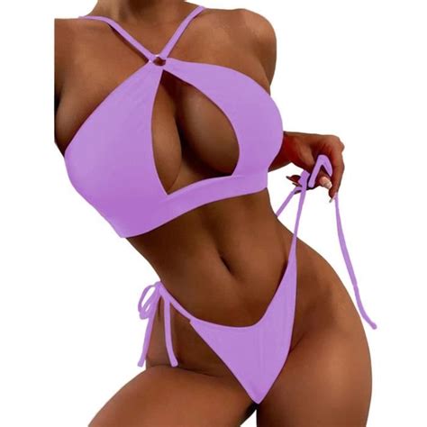 MAILLOT DE BAIN Maillot de bain dété rembourré de couleur unie bikini dété piècesensemble
