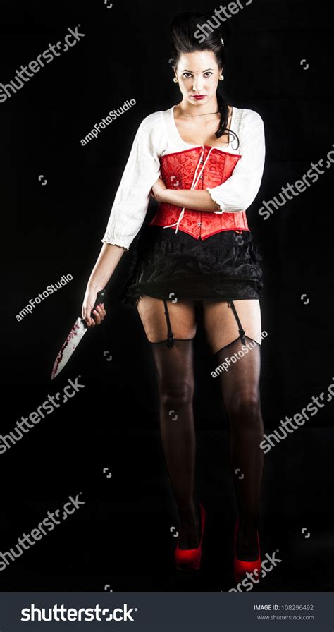 Sexy Brunette Red Corset Red Heels Stock Photo 108296492 Shutterstock